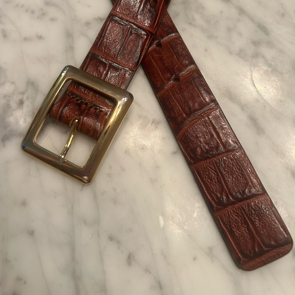 Zara Burgundy Embossed Belt with Gold Accents